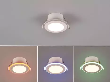 Светодиодный встраиваемый точечный светильник, плоский 8 см, RGBW, с дистанционным управлением и изменением цвета, белый TRIO