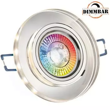 Светодиодный встраиваемый точечный светильник RGB очень плоский белого цвета со светодиодом 3 Вт от LEDANDO - 11 цветов + теплый белый - вкл. пульт дистанционного управления - с регулируемой яркостью - круглый.