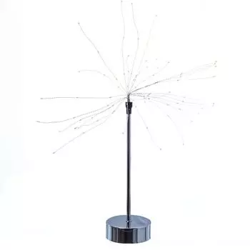 Светодиодный звездный фейерверк - декоративный свет - стоячий - 90 светодиодов теплого белого цвета - высота: 50 см - таймер - аккумулятор - серебристый MARELIDA, белый