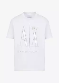 Светоотражающая футболка с логотипом Icon Armani Exchange, белый