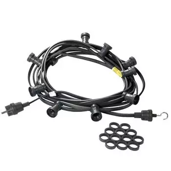 Световая цепь Illu/party, черная, 30 м - уличная световая цепь - Сделано в Германии - винтовая розетка 30 x E27 satisfire, черный