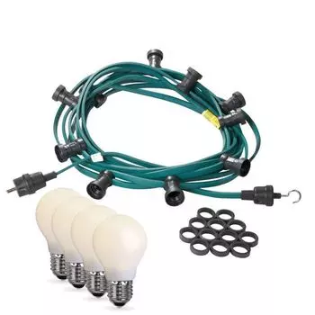 Световая цепочка Illu/party 10 м - для улицы - зеленая - Сделано в Германии - 10 небьющихся опаловых светодиодных каплевидных ламп satisfire