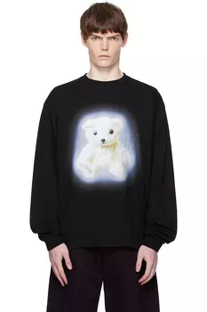 Светящаяся футболка с длинным рукавом "Мишка" We11Done, черный