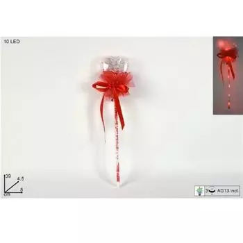 Светящаяся палочка из 10 красных светодиодов с бантом в форме сердца идеально подходит для украшения подарков TrAdE Shop Traesio, белый