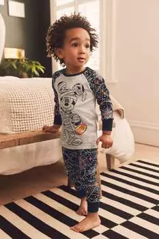 Светящаяся в темноте пижама с Микки Маусом на Хэллоуин (от 9 месяцев до 8 лет) Next, серый