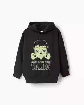 Светящаяся в темноте толстовка с капюшоном для мальчика Zippy, черный