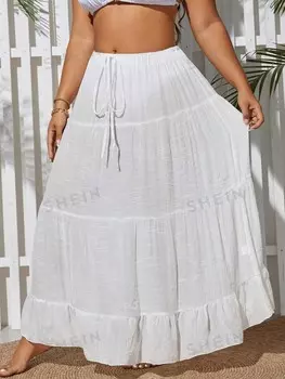 Swim Curve Plus Размер однотонная повседневная пляжная юбка на шнурке весна/лето Shein, белый