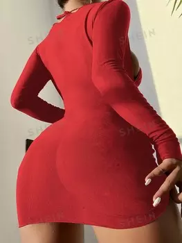 Swim Летнее пляжное бикини с перекрещенными лямками и треугольными чашечками и накидкой Shein, красный