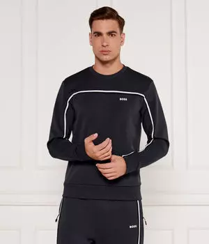 Свишот мужской Boss Green с контрастными полосами, черный