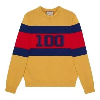 Свитер 100 wool sweater 'yellow red blue' Gucci, желтый
