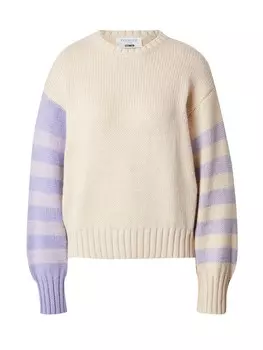Свитер About You Rested, бежевый/фиолетовый/пастельно-фиолетовый