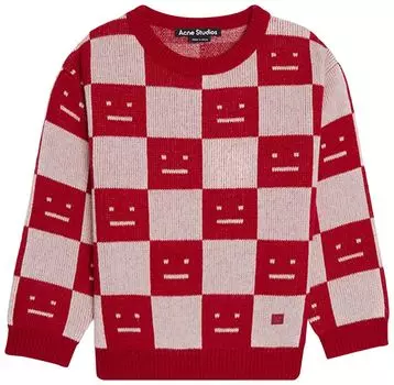 Свитер Acne Studios Kids Jacquard Logo Sweater 'Deep Red/Faded Pink Melange', разноцветный