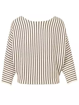 Свитер Adrianna Papell Crew Neck Vertical Striped Long Dolman Sleeve Rib, белый