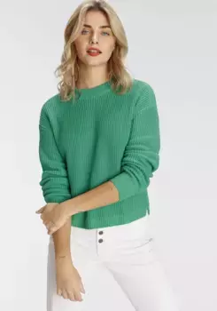 Свитер AJC с круглым вырезом модной короткой формы, зеленый