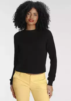 Свитер AJC с круглым вырезом модной короткой формы, черный