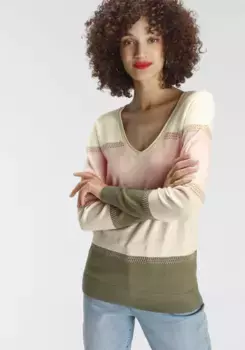 Свитер AJC с V-образным вырезом и полосками, цвет Bunt Gestreift