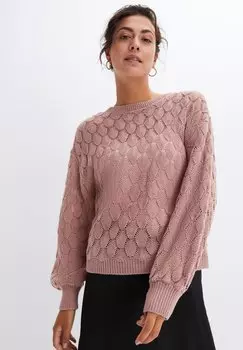 Свитер AJOUR bonprix, розовый