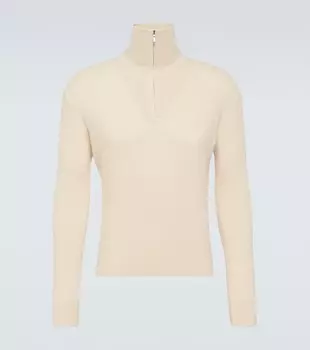 Свитер Akan из кашемира и шелка с застежкой-молнией на половину длины Loro Piana, цвет creamy