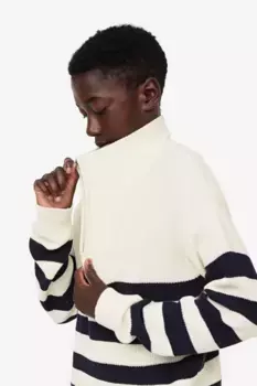 Свитер эластичной вязки и молнией сверху H&M, белый