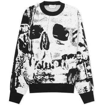 Свитер Alexander Mcqueen Intarsia Skull Crew Neck Jumper, цвет Ivory & Black
