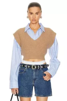 Свитер Alexander Wang V-Neck Waffle Vest, кэмел