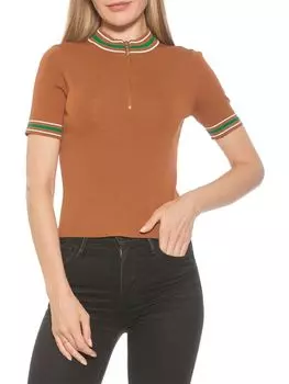 Свитер Alexia Admor Phoebe с молнией в четверть талии, бежевый