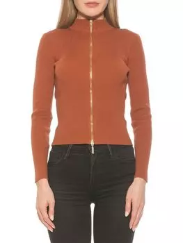 Свитер Alexia Admor Samantha в рубчик на молнии, коричневый