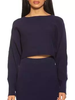 Свитер Alexia Admor в рубчик с рукавами «летучая мышь», темно-синий