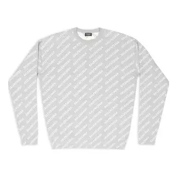 Свитер all over logo crewneck sweater 'light grey white' Balenciaga, серый