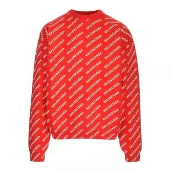 Свитер all over logo crewneck sweater 'red white' Balenciaga, красный