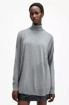 Свитер AllSaints из шерсти BERN WRAP JUMPER, серый