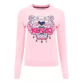 Свитер alphabet tiger head embroidered pullover long sleeves hoodie pink Kenzo, розовый