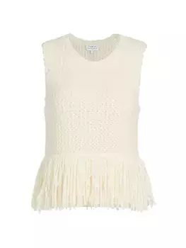 Свитер Amance из смесовой шерсти с бахромой Tanya Taylor, цвет cream