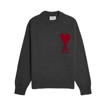 Свитер Ami 'Grey/Red', серый