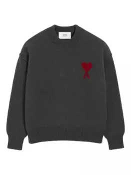 Свитер Ami Heart вязки интарсия AMI Paris, серый