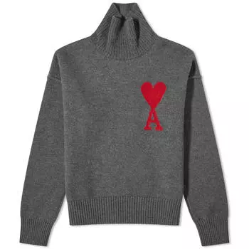 Свитер Ami Paris Large A Heart Roll Neck Jumper, цвет Grey & Red