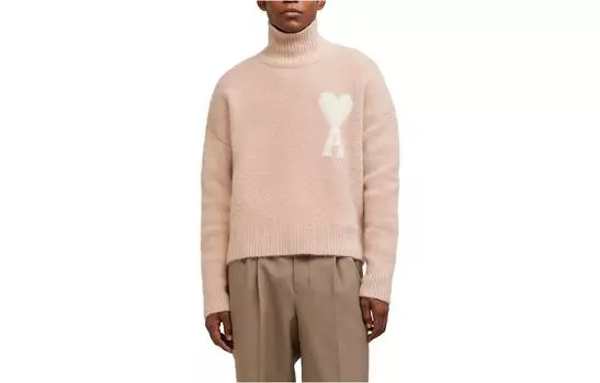 Свитер Ami с высоким воротником AMIPARIS, дымчато-розовый