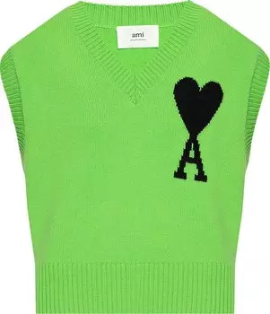 Свитер Ami Sleeveless Sweater 'Neon Vert/Noir', зеленый