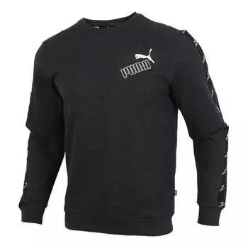 Свитер amplified crew sweatshirt 'black white' Puma, черный