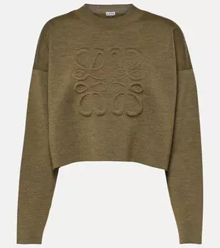 Свитер anagram из смесовой шерсти Loewe, зеленый