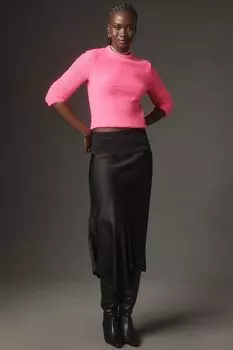 Свитер Anthropologie с воротником-стойкой, розовый