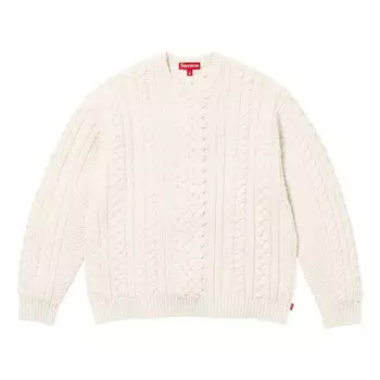 Свитер applique cable knit sweater 'white' Supreme, белый