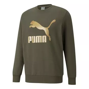 Свитер archive metallic logo sweater 'olive green gold' Puma, зеленый