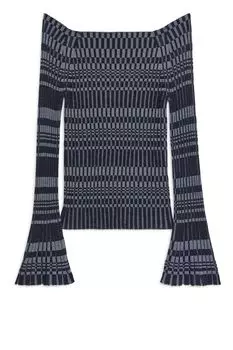 Свитер Arket Ribbed Off-shoulder, темно-синий
