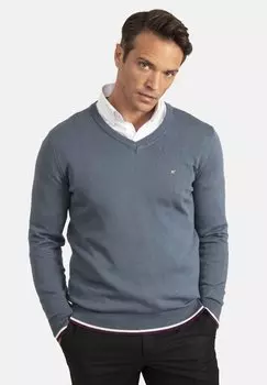 Свитер Arm Patch Detail V-Neck Williot, синий