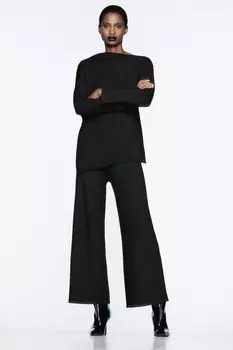 Свитер асимметричной ребристой вязки ZARA, черный