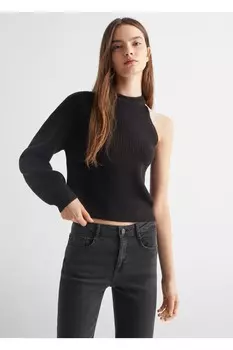 Свитер асимметричной вязки Mango, черный