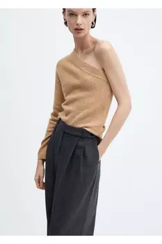 Свитер асимметричной вязки Mango, коричневый