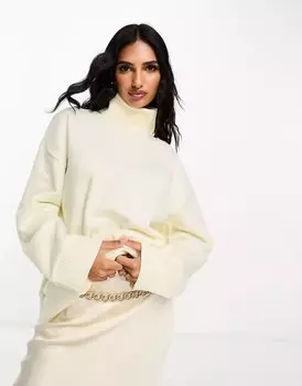 Свитер Asos Design Super Soft Co-ord Long Line Roll Neck, кремовый