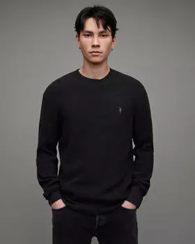Свитер Aspen с круглым вырезом и черепом AllSaints, зола черный мергель